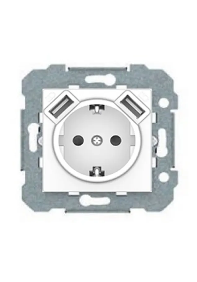 BASE SCHUKO CON DOBLE CARG. USB VIVA BCO. POLAR